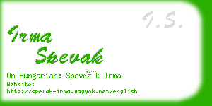 irma spevak business card